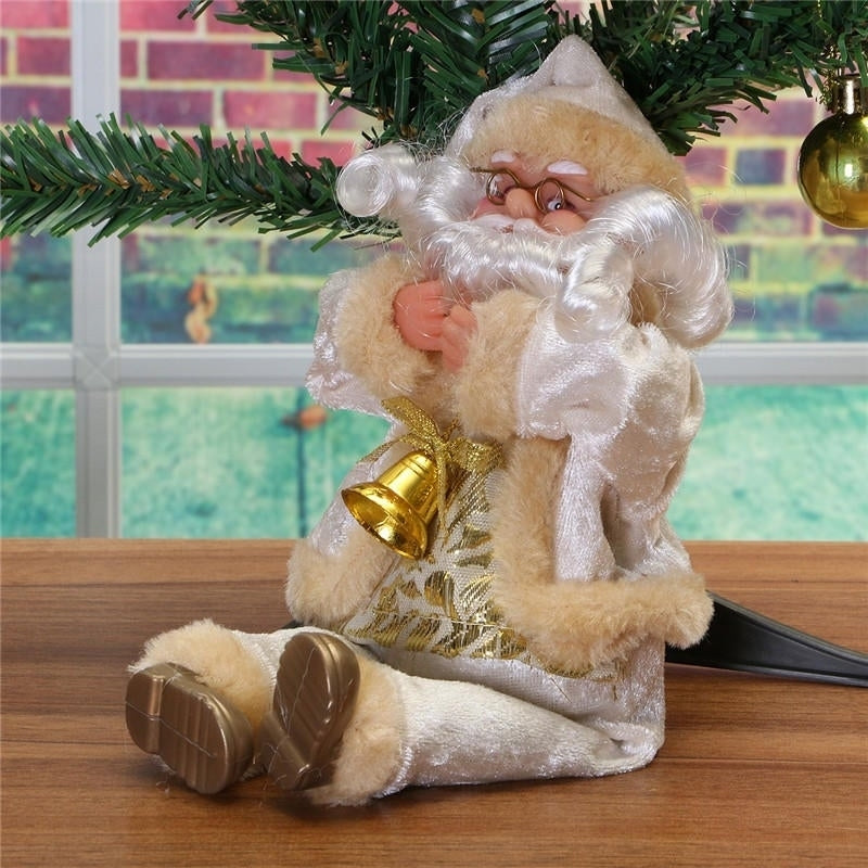 Christmas Party Home Decoration 27CM Flannel Sitting Santa Claus Ornaments Toys For kids Gift Image 4