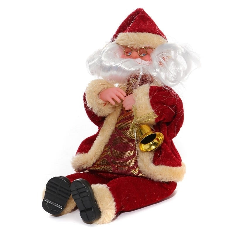 Christmas Party Home Decoration 27CM Flannel Sitting Santa Claus Ornaments Toys For kids Gift Image 5