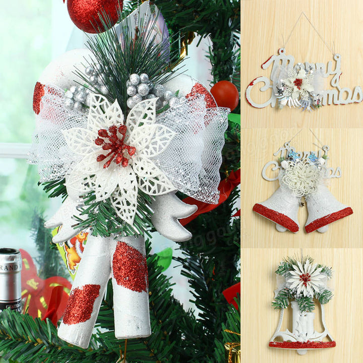 Christmas Party Home Decoration White Hand Painted Tree Ornament Pendant Door Hanging Kids Gift Image 3