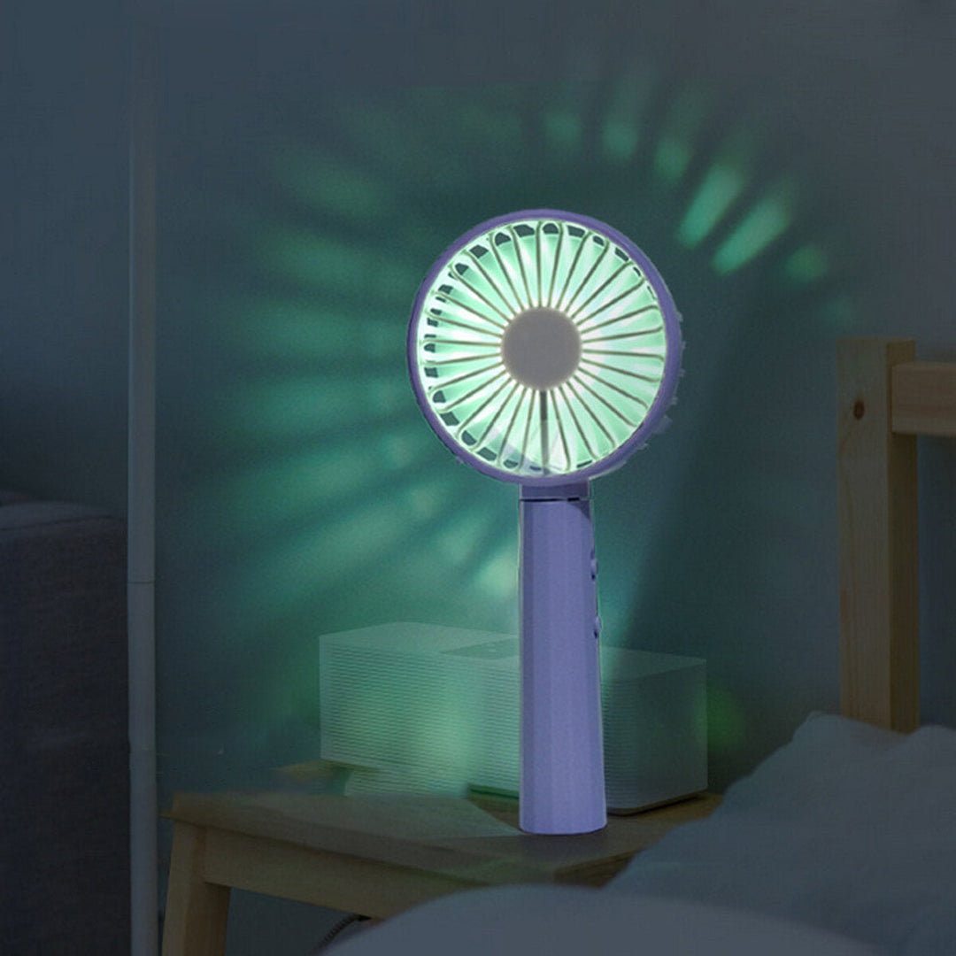 Colorful Light Gradient USB Charging 90 Adjustable Angle Mini Fan Portable Foldable Fan Image 1