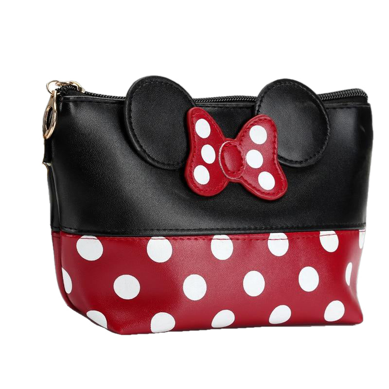 Cosmetic Bags Women Makeup Bag Cartoon Large Bow Tie Clutch Packages PU Leather Bolsa Feminina Image 6