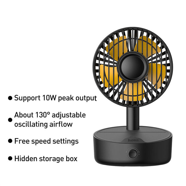 Desktop Oscillating Fan Portable Fan Cooler Support 10W Wireless Charger Low Noise with Hidden Storage Box Air Cooling Image 3