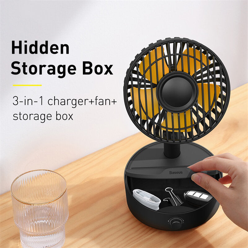 Desktop Oscillating Fan Portable Fan Cooler Support 10W Wireless Charger Low Noise with Hidden Storage Box Air Cooling Image 7