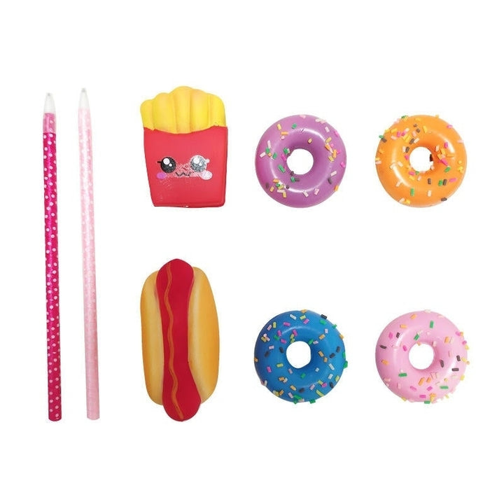 Donut Hot Dog Squishy Slow Rising Rebound Writing Simulation Pen Case With Pen Gift Decor Collection With Packaging,DTTT Image 2