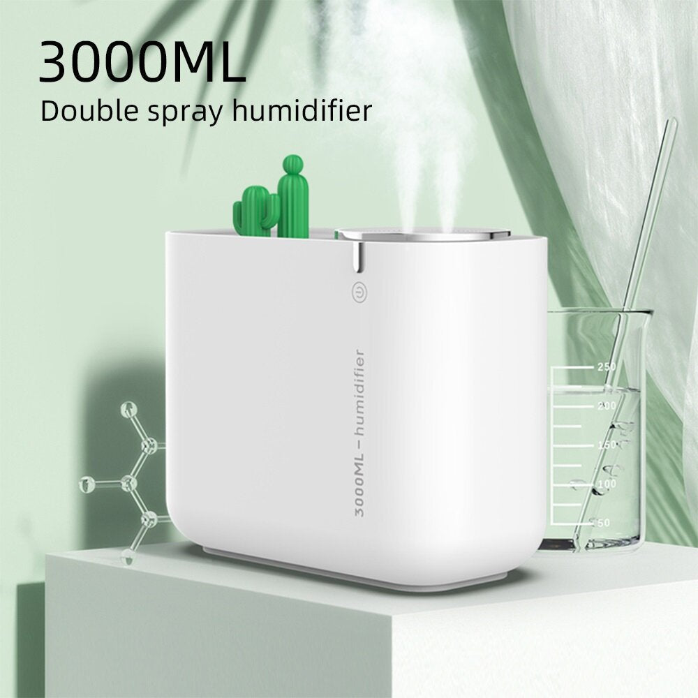 Double Nozzle USB Air Ultrasonic Humidifier 900ml Water Capacity Cool Mist Maker Fogger with Colorful Nightlight Image 4