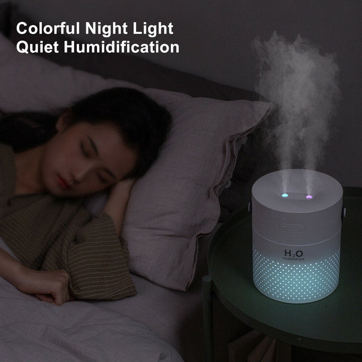 Dual Spray Humidifier Mist Maker USB Power Bank with Colorful Lights for Phone Office Home Beadroom Image 8