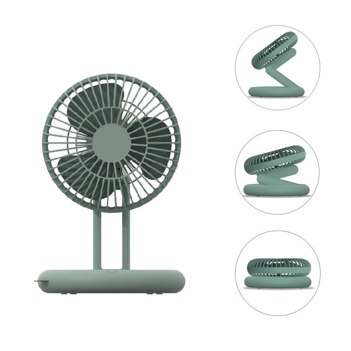 Folding Desktop Fan 3 Speed USB Rechargeable 3 Blades Air Circulator Fan Camping Travel Image 1