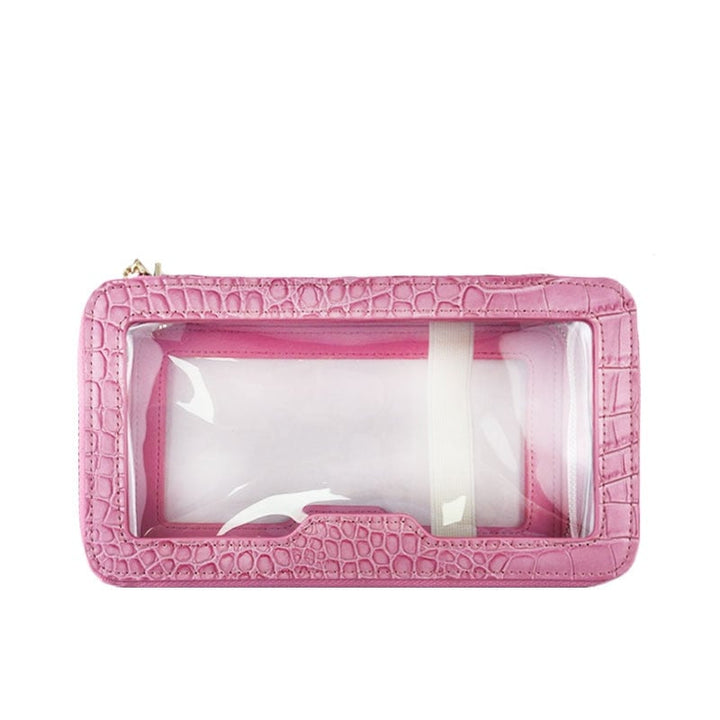 Genuine Leather Travel Cosmetic Bag Fashion Waterproof Toiletry Makeup Storage Clear Pvc Image 6