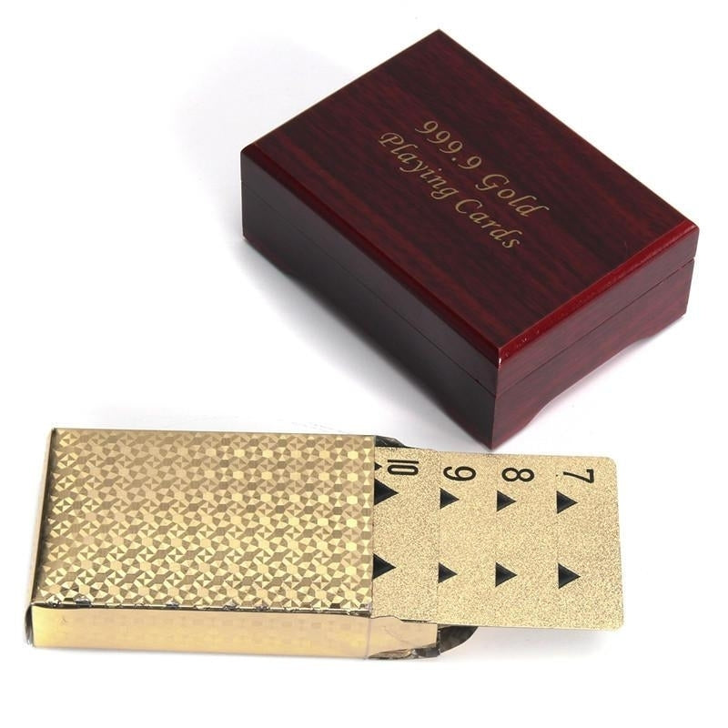 Gold Plated Poker Playing Cards With Wooden Box For Party Casino Christmas,DTTT Image 1