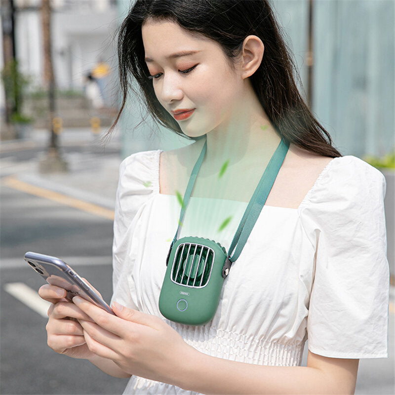 Handheld Hanging Neck Mini Fan Portable USB Charging Desktop Fan Three Gears Low Noise 1800mAh Battery Capacity Image 6