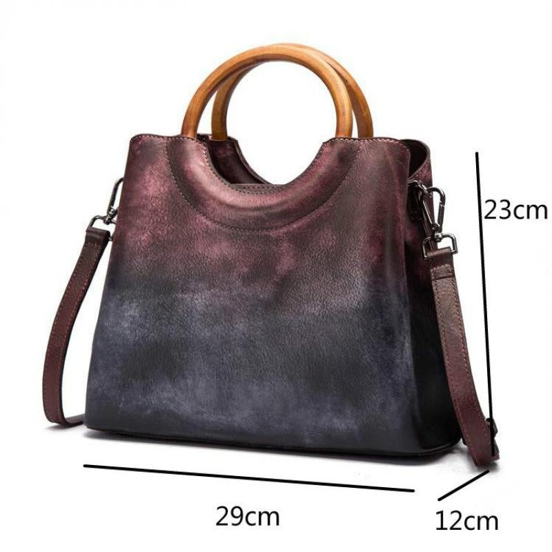 Handmade Genuine Leather Tote Messenger Bag Leisure Women Handbags Casual Shoulder and Crossbody Bags Image 4