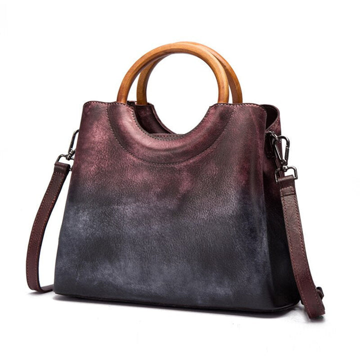 Handmade Genuine Leather Tote Messenger Bag Leisure Women Handbags Casual Shoulder and Crossbody Bags Image 7