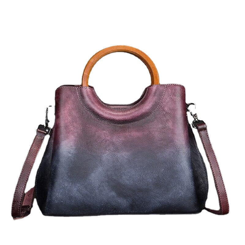 Handmade Genuine Leather Tote Messenger Bag Leisure Women Handbags Casual Shoulder and Crossbody Bags Image 8