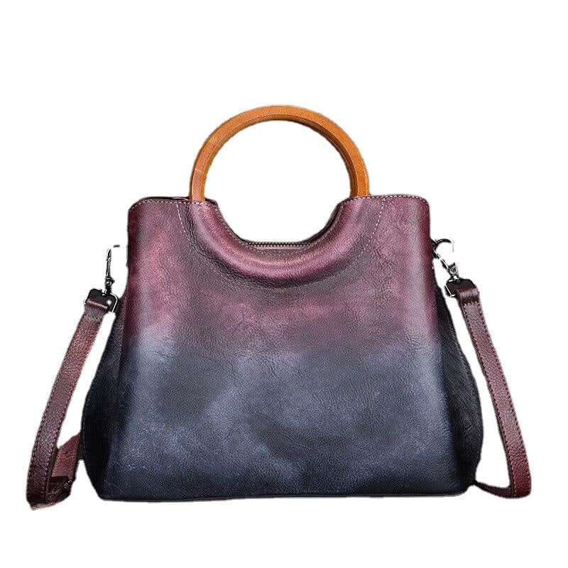 Handmade Genuine Leather Tote Messenger Bag Leisure Women Handbags Casual Shoulder and Crossbody Bags Image 1