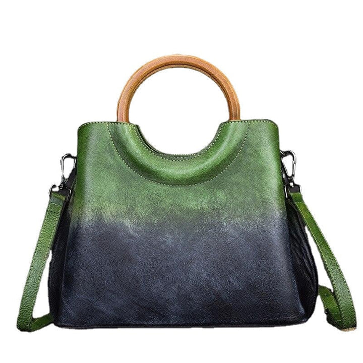 Handmade Genuine Leather Tote Messenger Bag Leisure Women Handbags Casual Shoulder and Crossbody Bags Image 1