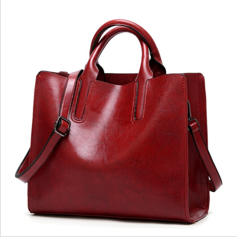 Leather Women handbags Simple handbag trend One Shoulder Messenger Bag trend bag Image 1