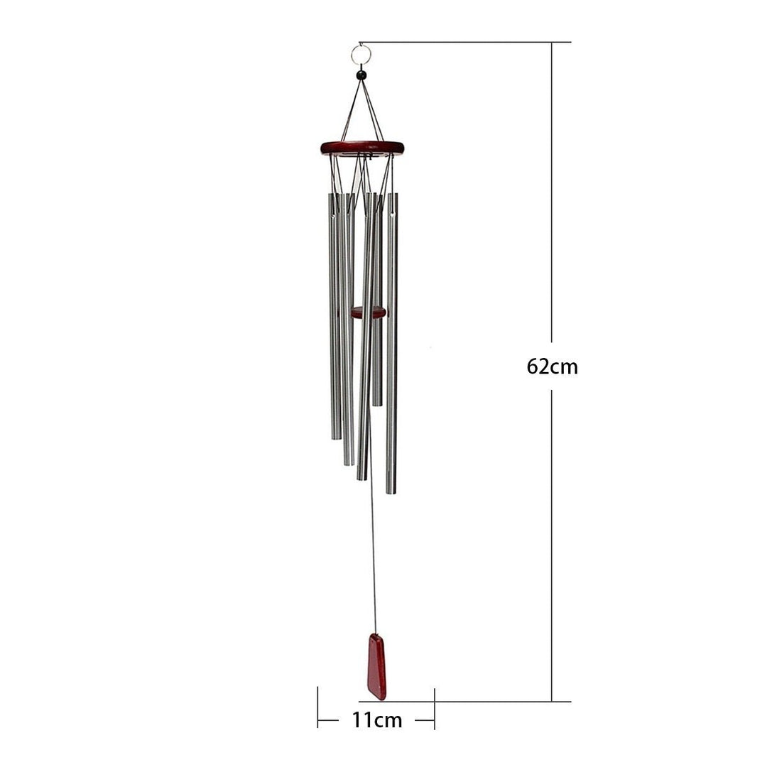 Metal Six Tube Wind Chime Japanese Pastoral Aluminum Tube Wind Chime Wooden Wind Chime Balcony Hanging Door Decoration Image 4