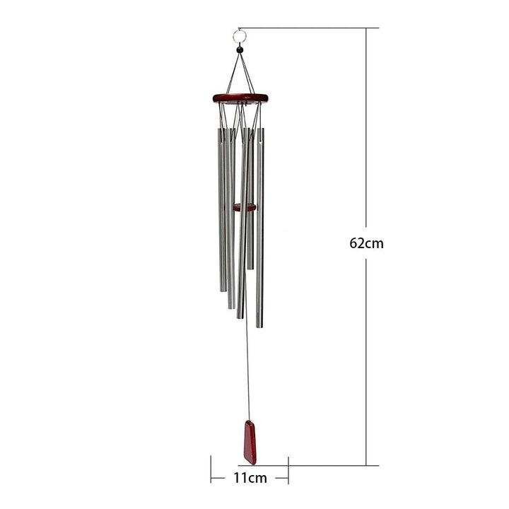 Metal Six Tube Wind Chime Japanese Pastoral Aluminum Tube Wind Chime Wooden Wind Chime Balcony Hanging Door Decoration Image 4