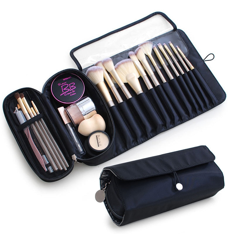 Makeup Bag Womens Cosmetic Brush Travel Organizer Brushes Fold Tools Rolling Bags Waterproof Nylon Case Image 1