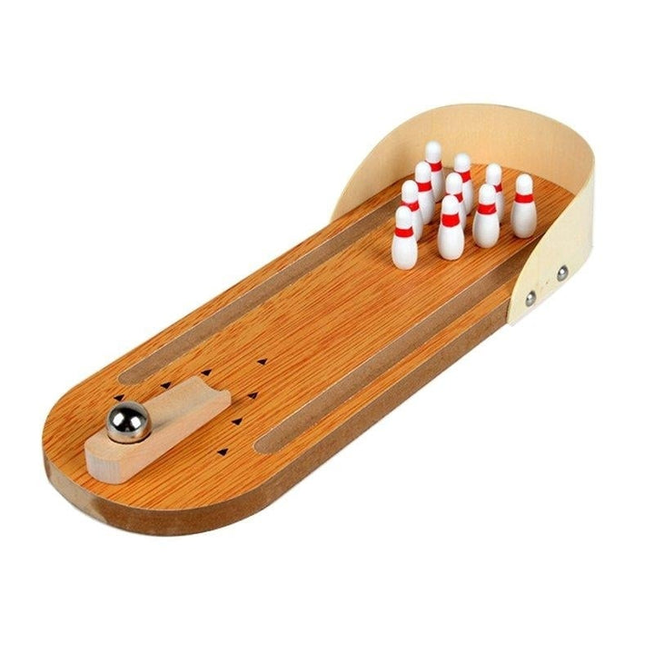 Mini Indoor Desktop Game Wooden Bowling Table Play Games Party Fun Kids Toys Board Games Image 1