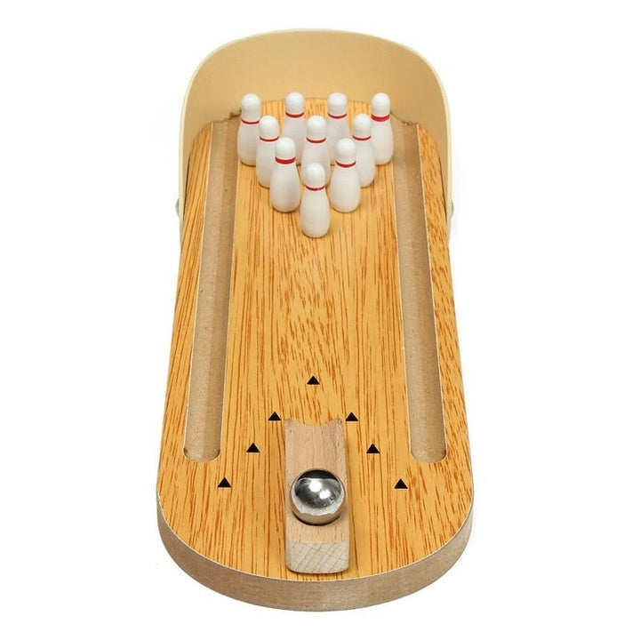 Mini Indoor Desktop Game Wooden Bowling Table Play Games Party Fun Kids Toys Board Games Image 2