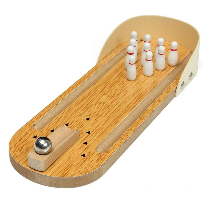 Mini Indoor Desktop Game Wooden Bowling Table Play Games Party Fun Kids Toys Board Games Image 3