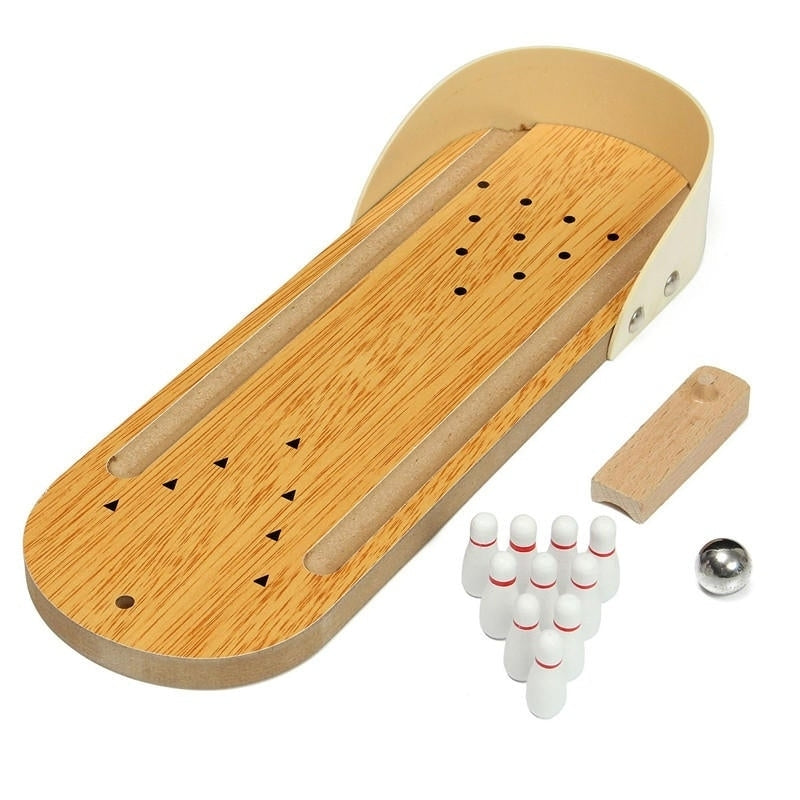 Mini Indoor Desktop Game Wooden Bowling Table Play Games Party Fun Kids Toys Board Games Image 4