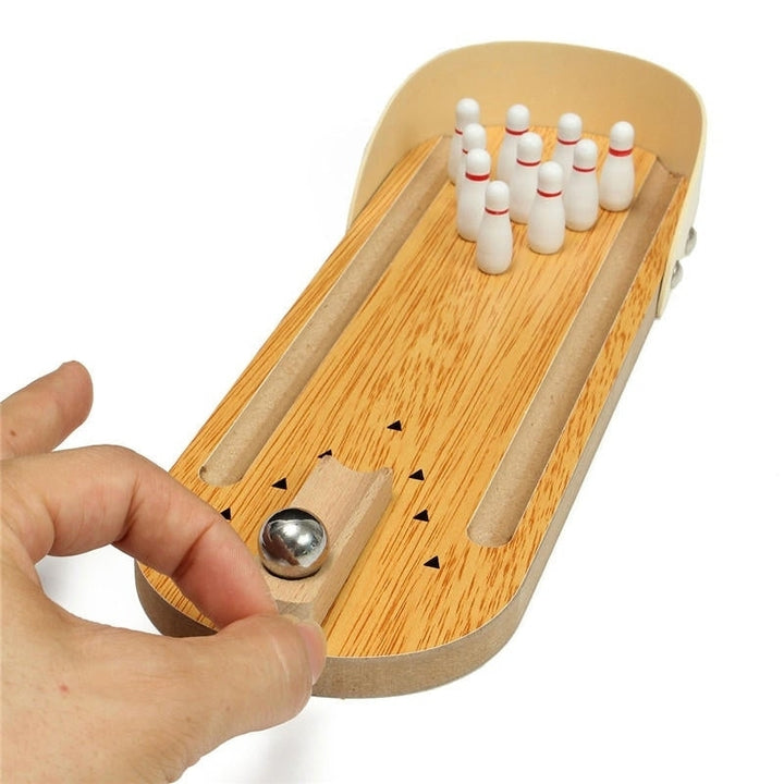 Mini Indoor Desktop Game Wooden Bowling Table Play Games Party Fun Kids Toys Board Games Image 7