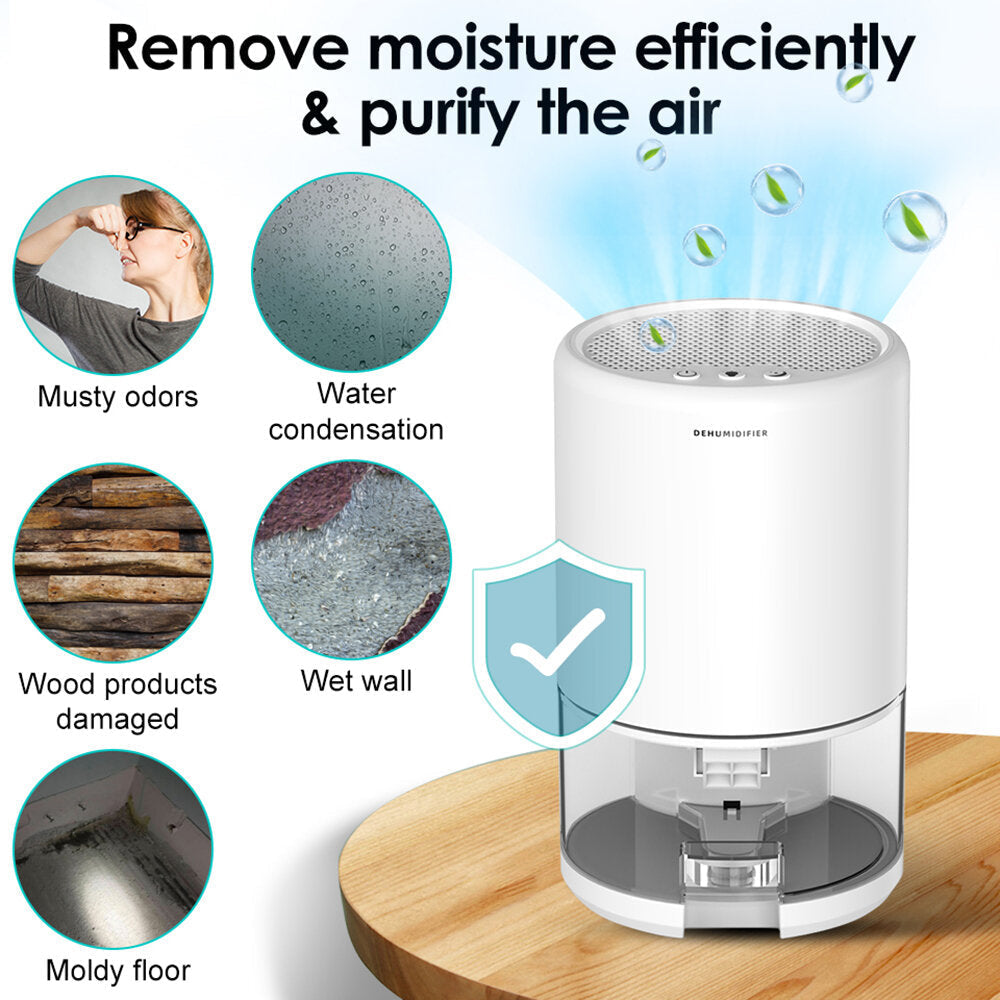 Mini Dehumidifier Air Dryer Moisture Absorber Powerful Dehumidification Negative Ion Sterilization 1000ml Water Tank Image 10