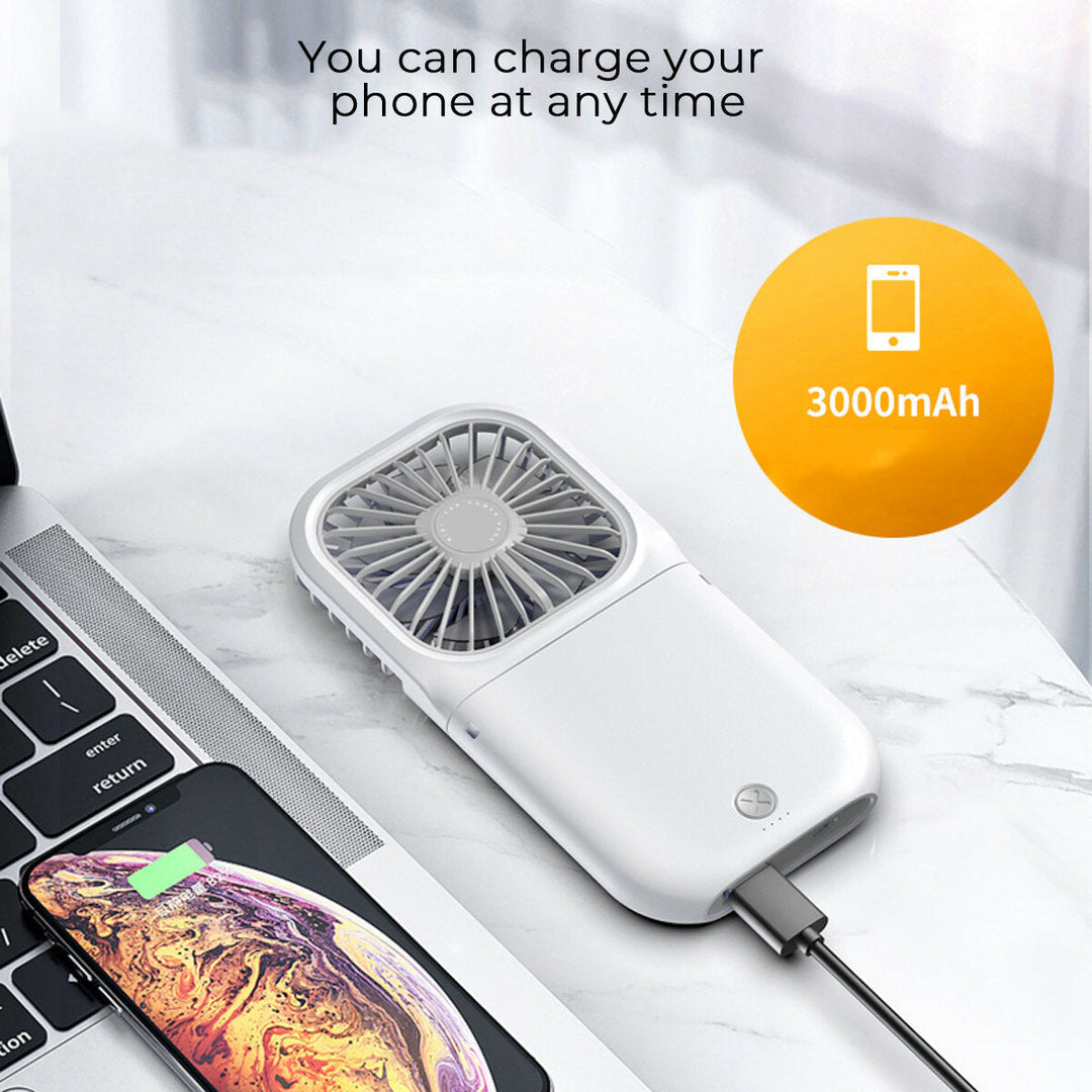 Mini Desk Fan Automatic 90-180 Adjustment Shaking Travel Fan USB Rechargeable with 3 Speeds Image 8