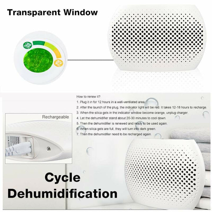 Mini Portable Dehumidifier Mute Circulation Rechargeable Air Dryer Machine Home Intelligent Moisture Absorber for Room Image 7