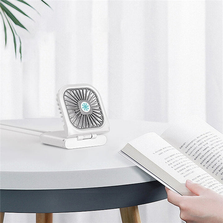 Mini Portable Hanging Neck Fan Folding USB Small Fan Silent Charging Treasure Cooling Fan Battery Hand Held Desk Air Image 7