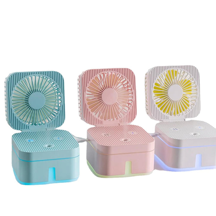 Multi-function humidifier Mini Fan Strong Wind Mute Humidification Night Light Fan Image 1