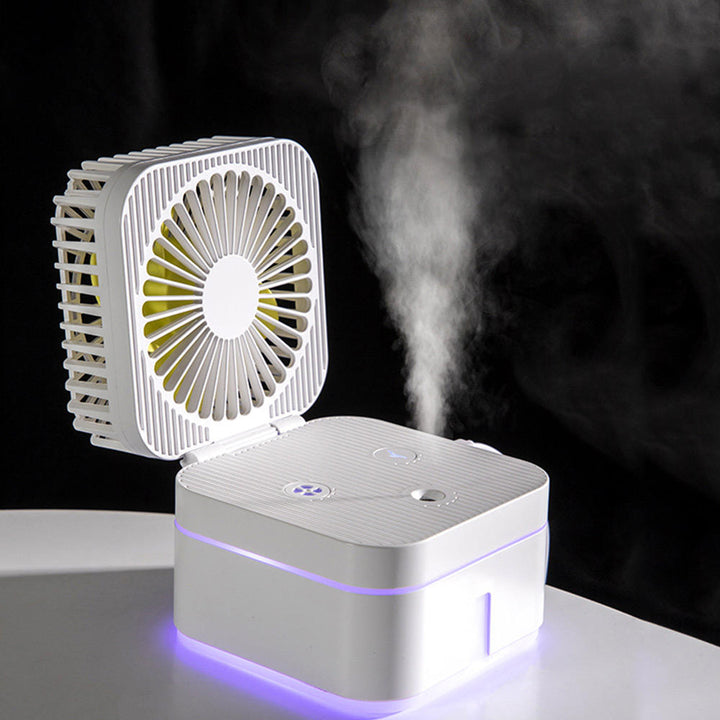 Multi-function humidifier Mini Fan Strong Wind Mute Humidification Night Light Fan Image 3