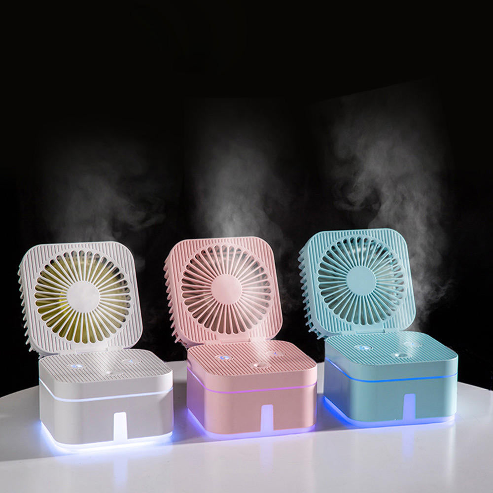 Multi-function humidifier Mini Fan Strong Wind Mute Humidification Night Light Fan Image 4