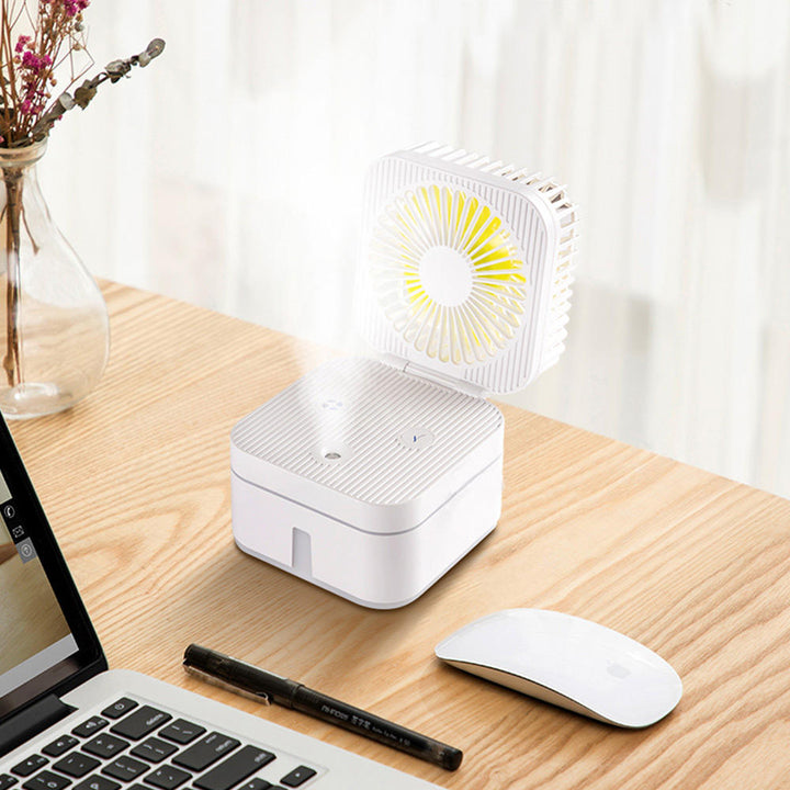 Multi-function humidifier Mini Fan Strong Wind Mute Humidification Night Light Fan Image 5