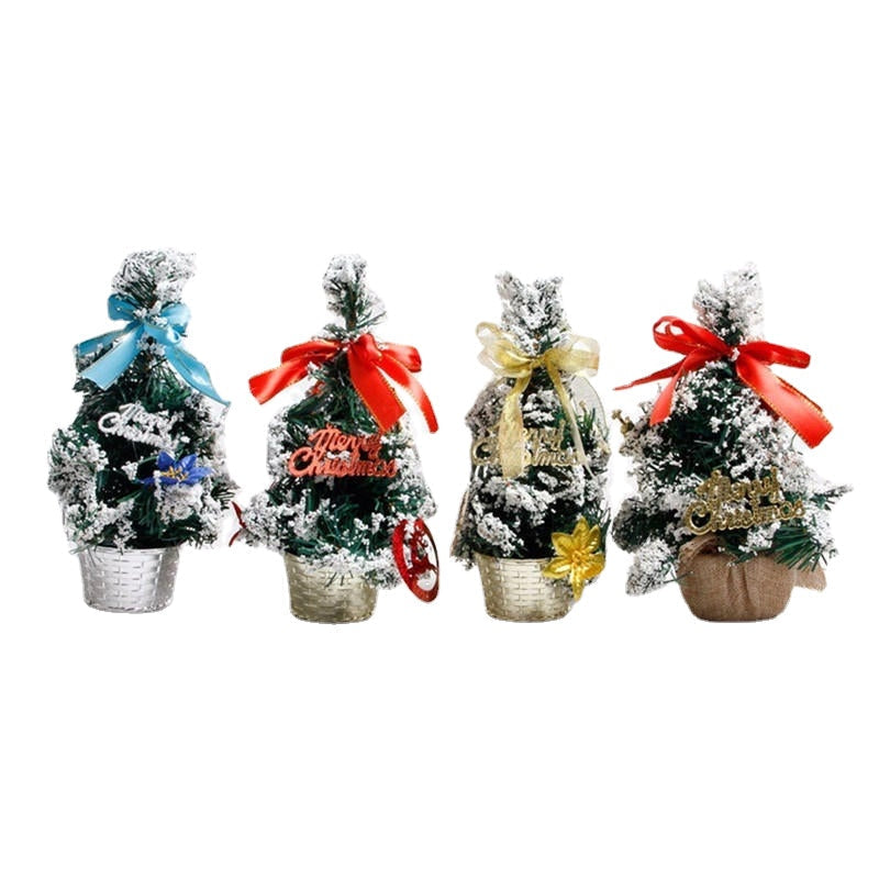 Mini Table Top Christmas Tree Ornament Multi-patterns Random Xmas Home Party Dinner Table Decor Image 1