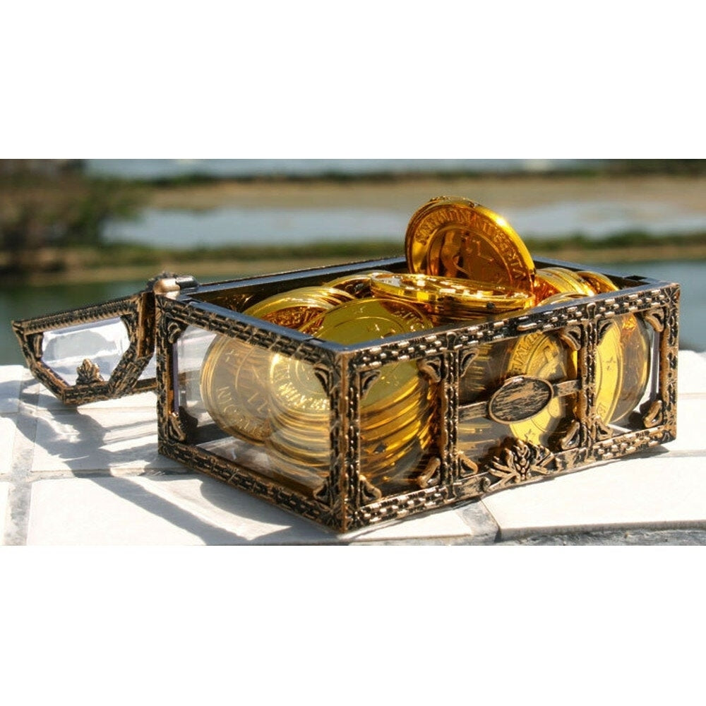 Pirate Transparent Treasure Box Simulation Crystal Jewel Box Plastic Box Pirate Scene Decoration Props Transparent Image 5