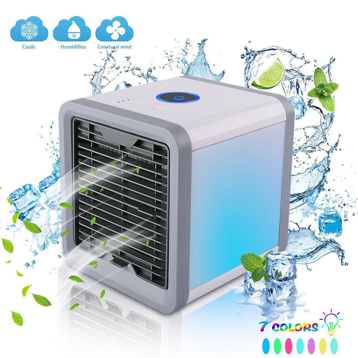 Portable Air Cooler Fan Mini USB Conditioner 7 Colors Light Desktop Cooling Humidifier Purifier for Office Bedroom Image 1