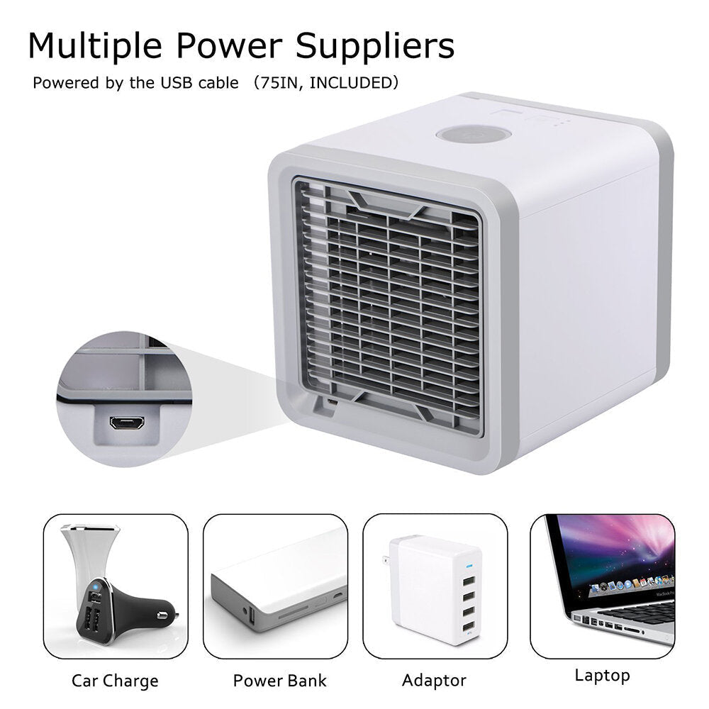 Portable Air Cooler Fan Mini USB Conditioner 7 Colors Light Desktop Cooling Humidifier Purifier for Office Bedroom Image 6