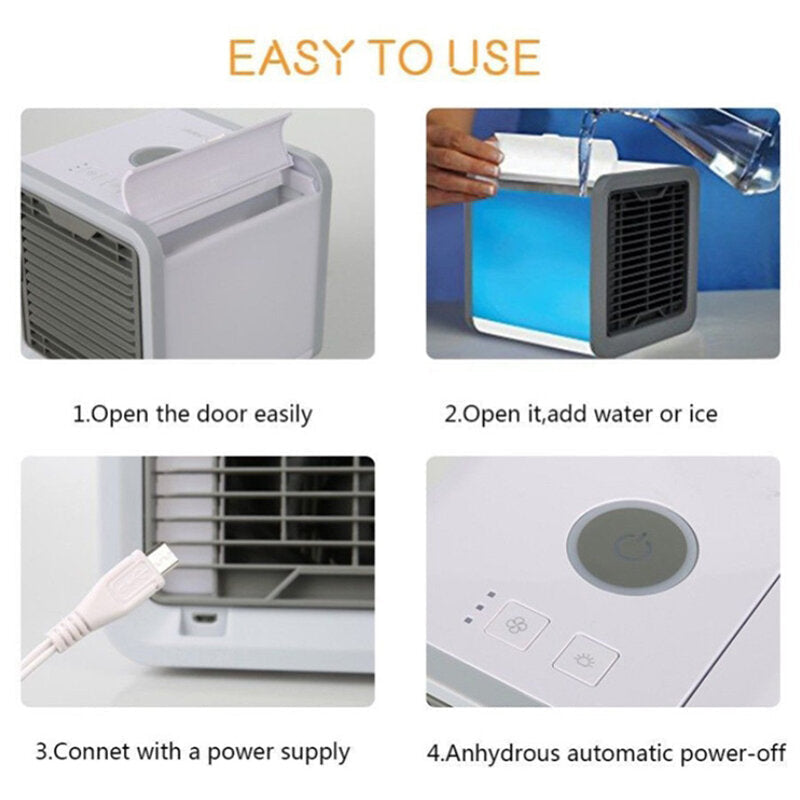 Portable Air Cooler Fan Mini USB Conditioner 7 Colors Light Desktop Cooling Humidifier Purifier for Office Bedroom Image 9