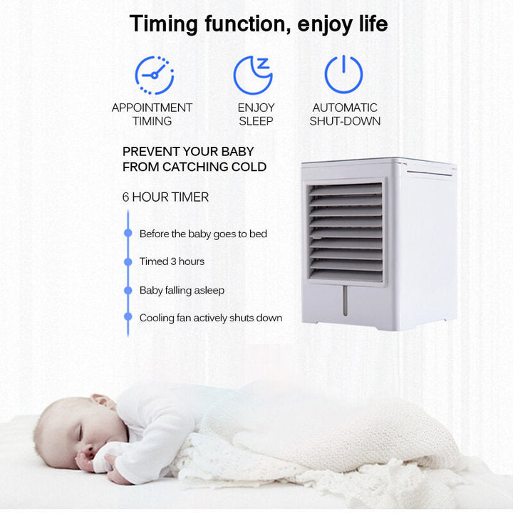 Portable Humidifier Air Conditioner 3 Wind Speeds Touch Timing Control USB Air Cooler Table Mini Fan for Office Home Car Image 6