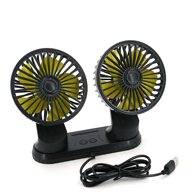 Portable Mini Car Fan Dual Head 360 Degree All-Round Adjustable Auto Air Cooling Usb Fans Quiet Small Desktop Fan Image 1