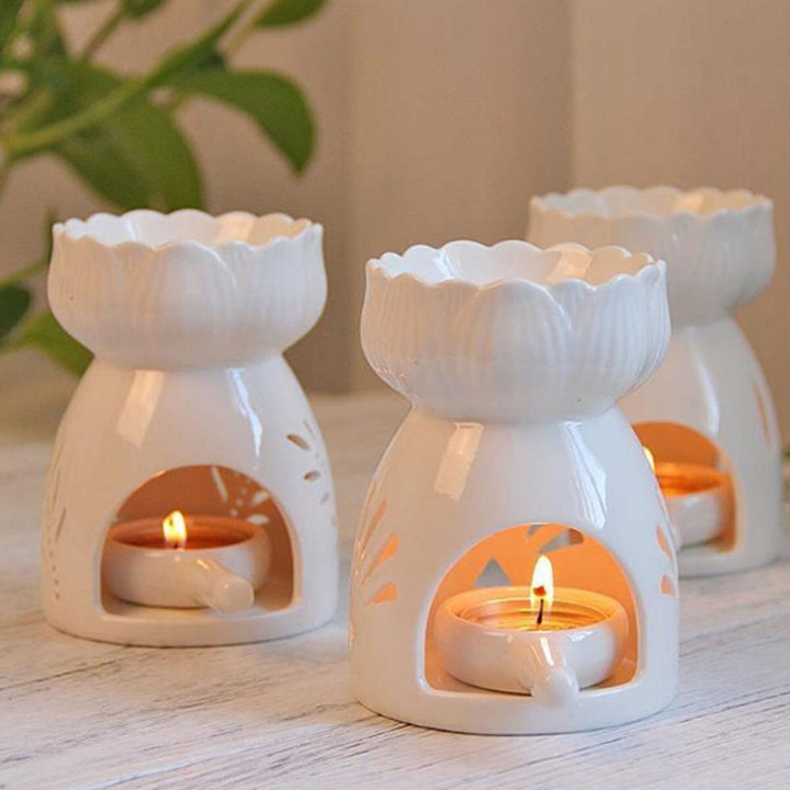 Oil Burner Ceramic Wax Melt Warmer Fragrance Tealight Candle Holder Cut-Out Image 1