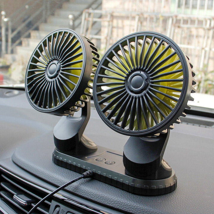 Portable Mini Car Fan Dual Head 360 Degree All-Round Adjustable Auto Air Cooling Usb Fans Quiet Small Desktop Fan Image 5