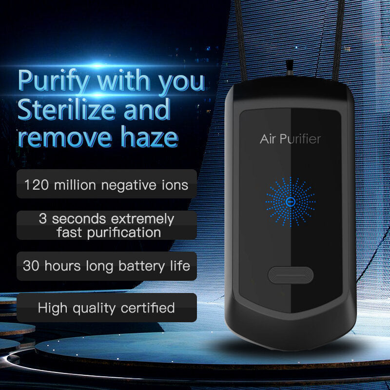 Portable Ozone Air Purifier Hanging Neck Negative Ion Air Purifier for Home Car 12000W,cm Anion Concentration Image 3