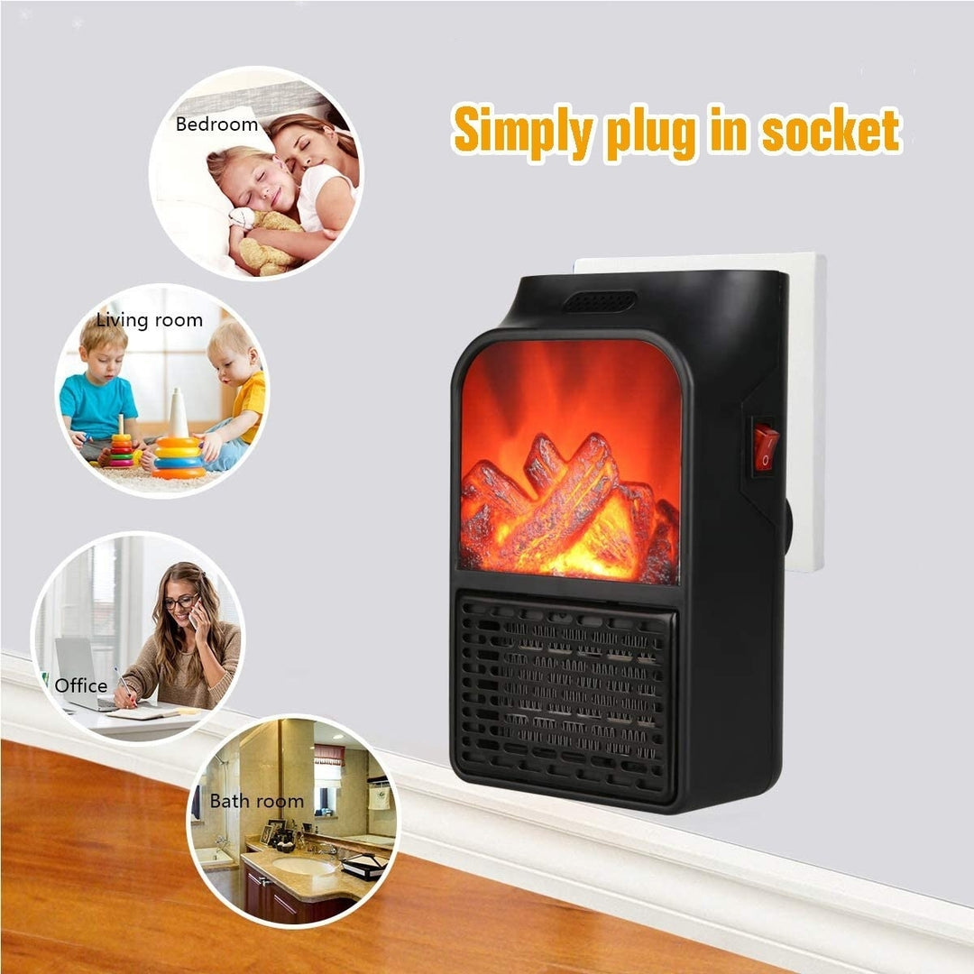 Portable Electric Heater Fireplace Radiator 3D Flame Warmer Low Noise 3S Rapid Heating for Home Office Image 3