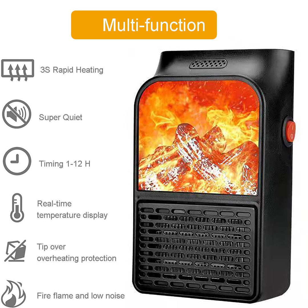 Portable Electric Heater Fireplace Radiator 3D Flame Warmer Low Noise 3S Rapid Heating for Home Office Image 4