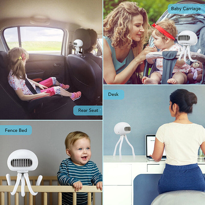 Portable Mini Stroller Fan Handheld USB Car Seat Fan Three Gear 4000mAh Battery Silent Outdoor Fan for Desk Stroller Car Image 2