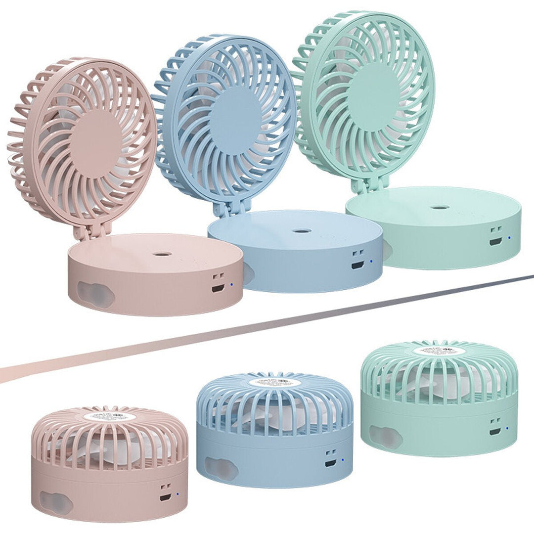 Portable Neck Hanging Fan Foldable USB Rechargeable Table Air Cooler Mist Sprayer Humidifier Image 1